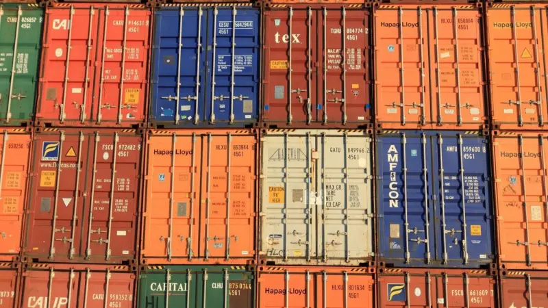 Stacked up shipping containers