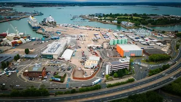 Aerial view of Portsmouth International Port