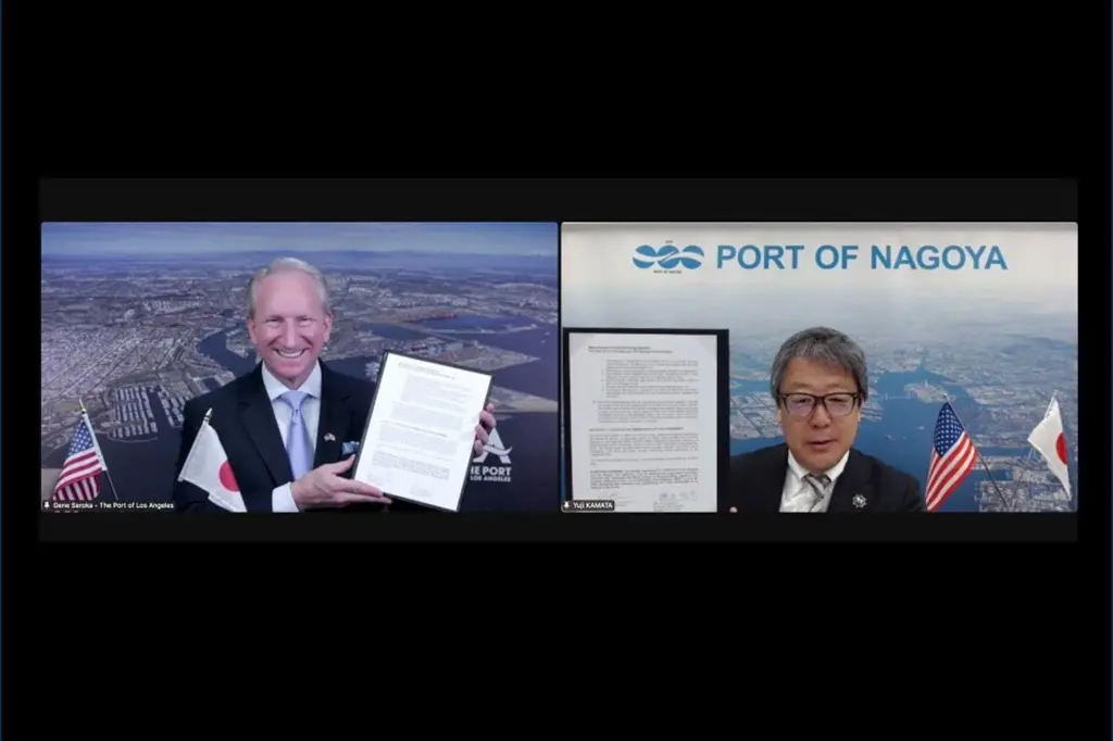 Gene Seroka, Port of Los Angeles executive director and Yuji Kamata, EVP of the Nagoya Port Authority