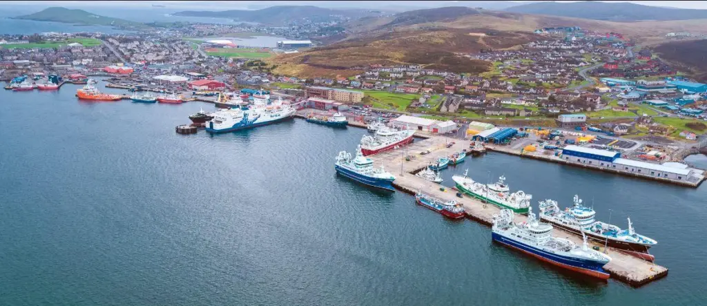 Aerial view of a Scottish port