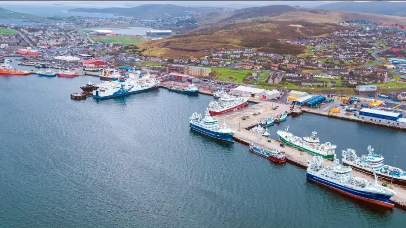 Aerial view of a Scottish port