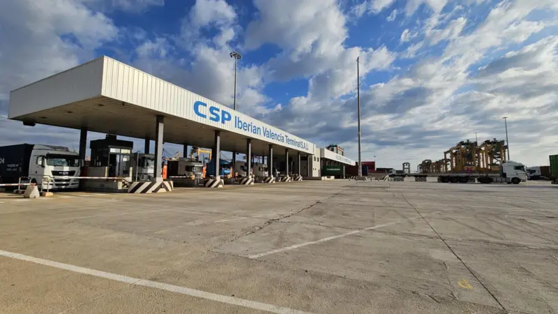 Trucks at CSP Spain container terminal