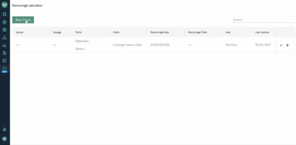 Demurrage calculator screenshot