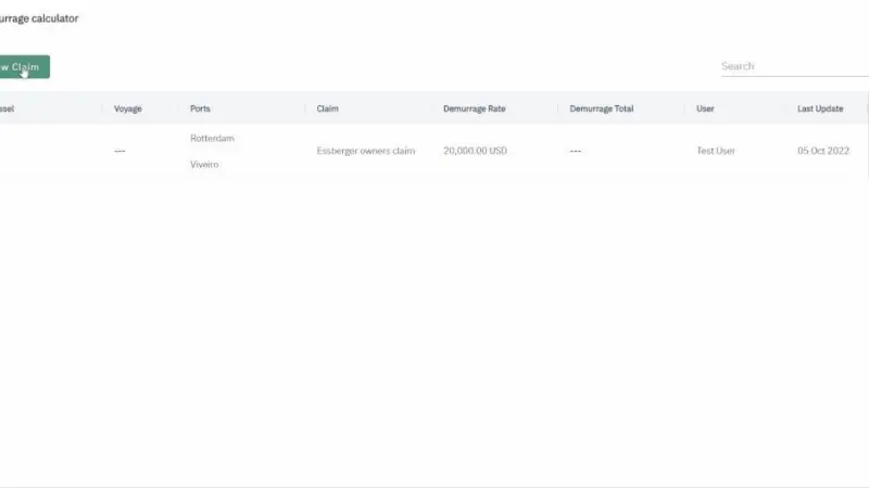 Demurrage calculator screenshot