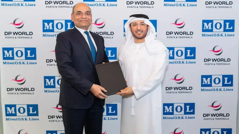 Ajay Singh, managing executive officer of MOL and Abdulla bin Damithan, CEO DP World GCC