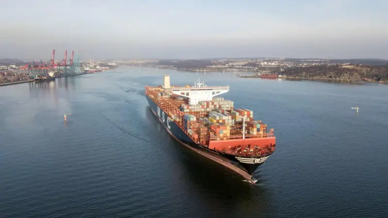 Ship entering the Port of Gothenburg