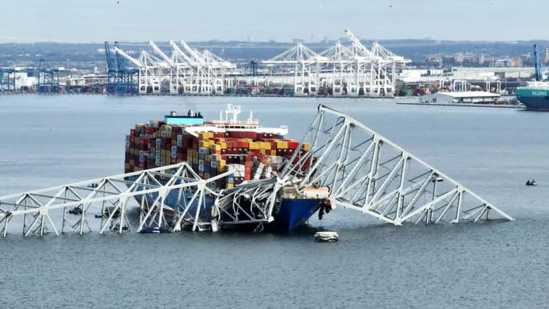 The Francis Scott Key Bridge collapsed when it was hit by the container ship, 'Davi'
