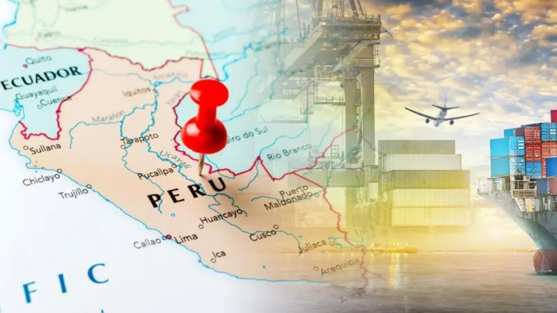 Map of Peru with pin