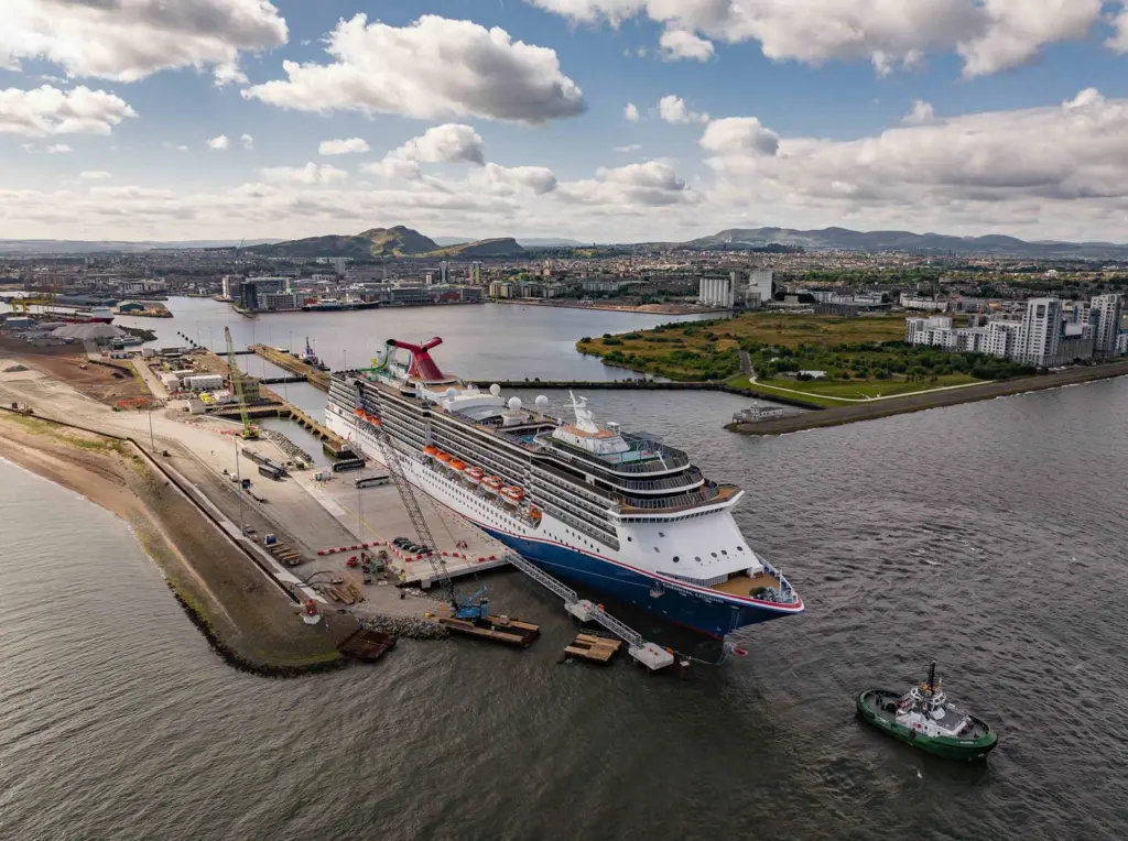 The 'Carnival Legend' docks at the new outer berth at Forth Ports Leith