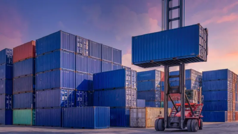 forklift at a container terminal