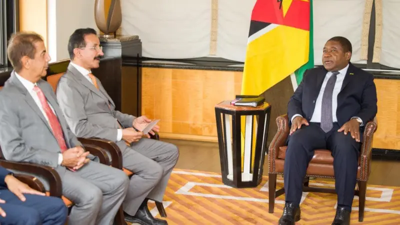 The photo shows Sultan Ahmed bin Sulayem, CEO of DP World, meeting with Mozambique’s President Filipe Nyusi in New York