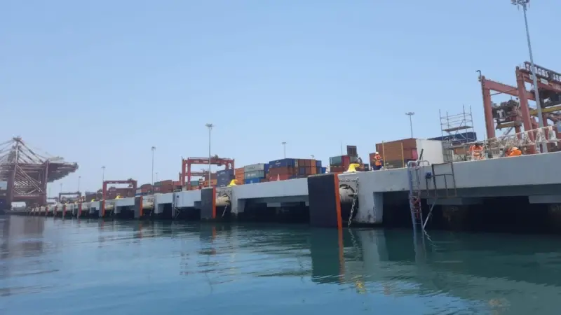 ShibataFenderTeam cone fenders at the Port of Callao in Lima