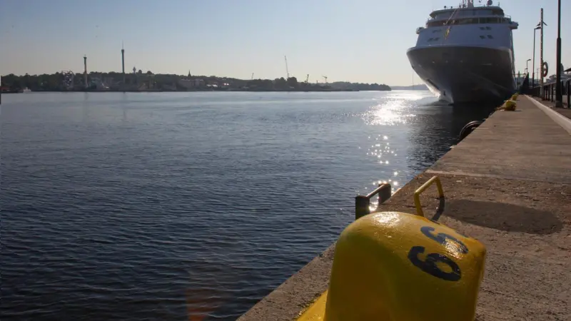 The image shows a quayside view at Ports of Stockholm