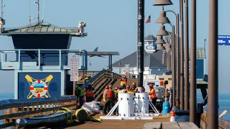 Construction workers on Imperial Beach Pier at the Port of San Diego