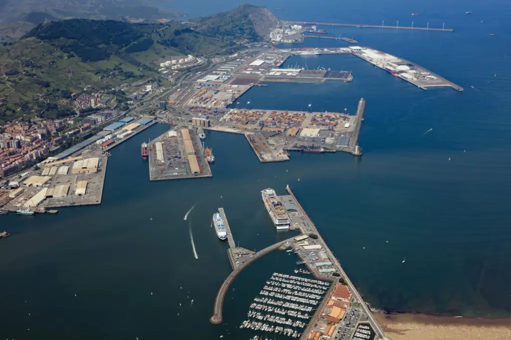 Aerial shot of the Port of Bilbao, Spain