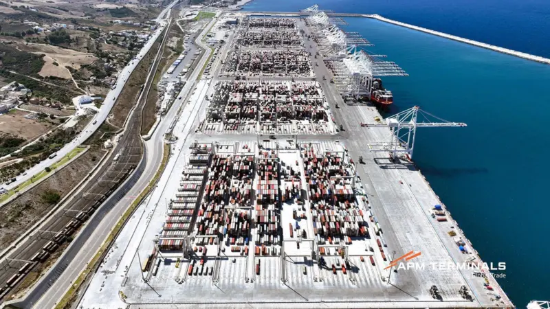 Aerial shot of APM Terminals' MedPort Tangier