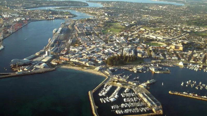 Aerial view of the Port of Fremantle, Australia