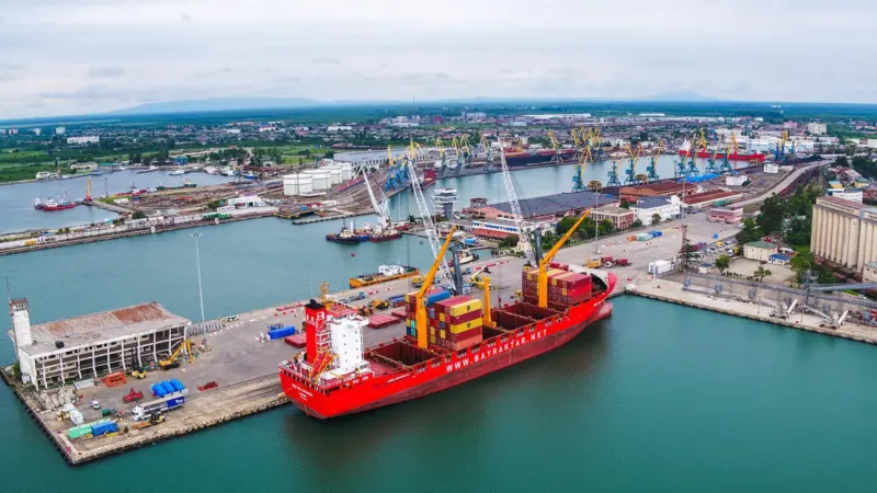 Ship at port at APM Terminals in Poti in Georgia