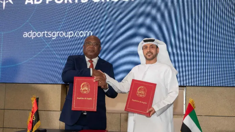 Mohamed Eidha Al Menhali, regional CEO of AD Ports Group and Alberto António Bengue, chair of the Port of Luanda