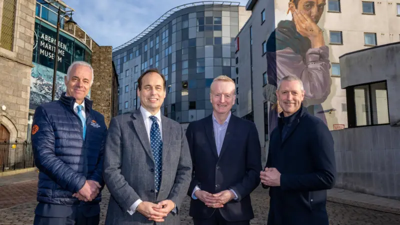 Bob Sanguinetti, CEO, Port of Aberdeen; Councillor Martin Greig, chair of Aberdeen's Organising Committee for Tall Ships 2025; Adrian Watson, CEO, Aberdeen Inspired; Chris Foy, CEO, VisitAberdeenshire