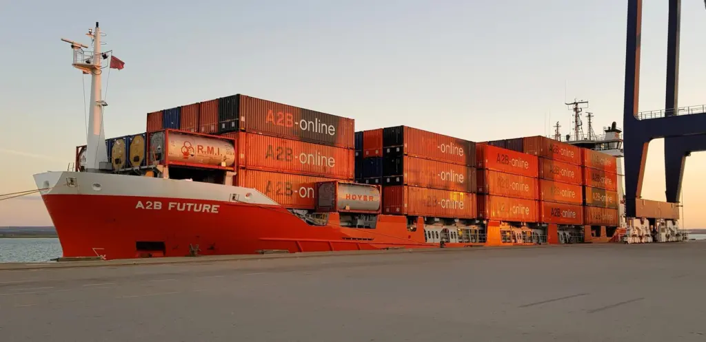 A2B Future container ship at portside