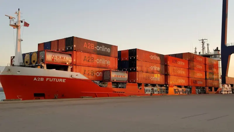 A2B Future container ship at portside