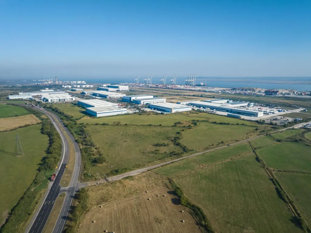 aerial shot of London Gateway Logistics Park