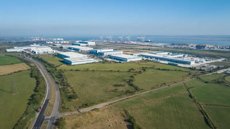 aerial shot of London Gateway Logistics Park