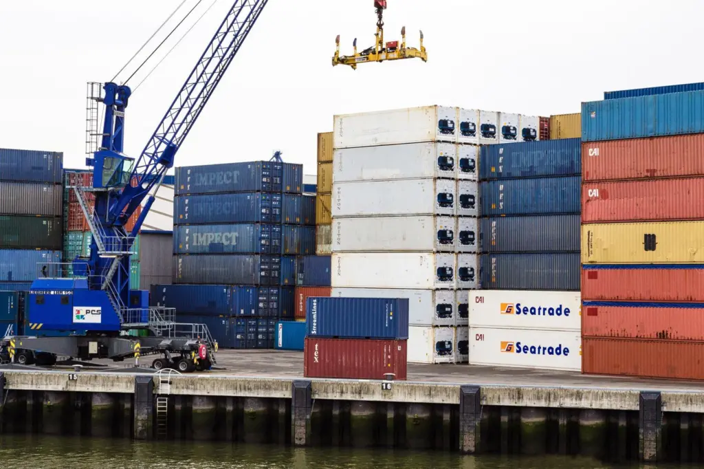 containers on a dockside