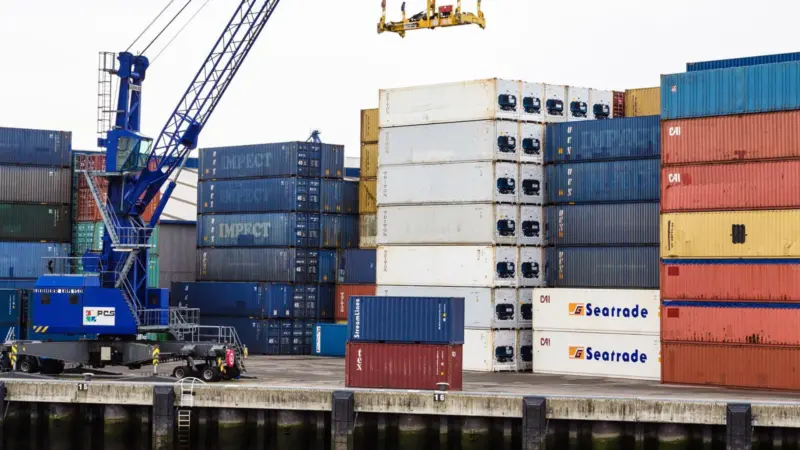 containers on a dockside