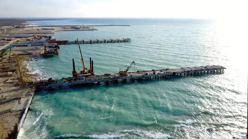 Construction under way at Kuryk Port in Kazakhstan