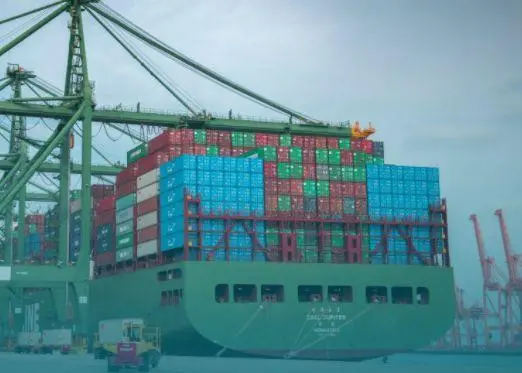 Container ship at King Abdulaziz Port in Sauda Arabia