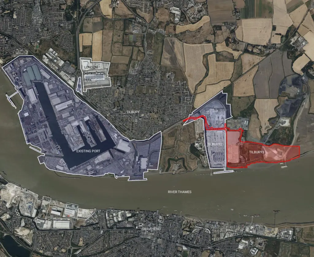 Plan for the Tilbury3 expansion at the Port of Tilbury on the Thames