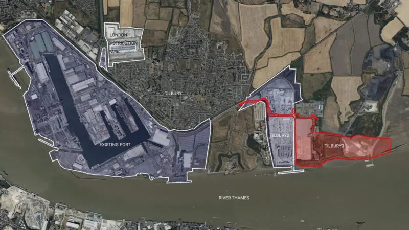 Plan for the Tilbury3 expansion at the Port of Tilbury on the Thames