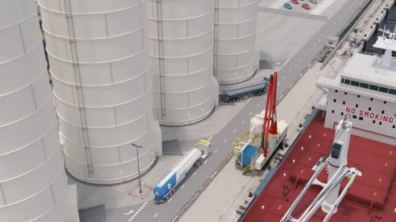 Render of a new cement import facility at the Port of Liverpool