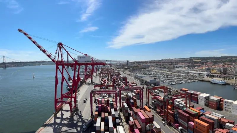 The image shows a wide angle shot of Yilport Liscont Portugal