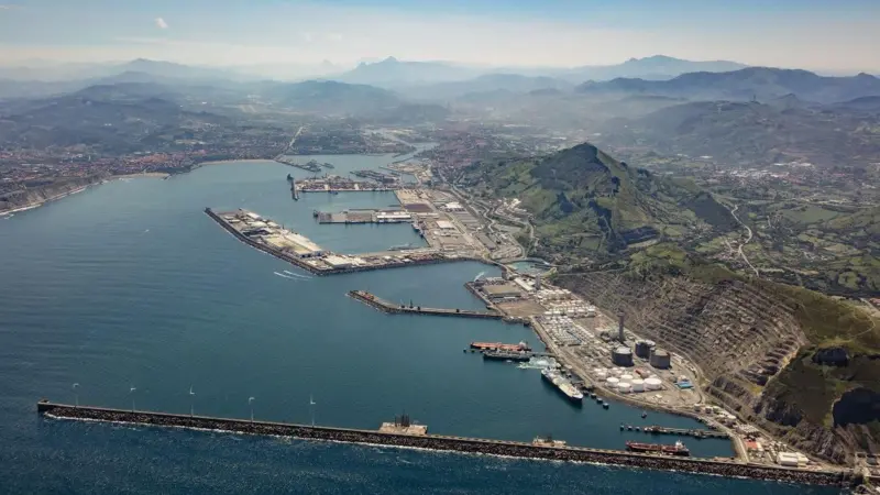 Aerial shot of the Port of Bilbao