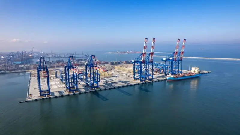 Container terminal with cranes