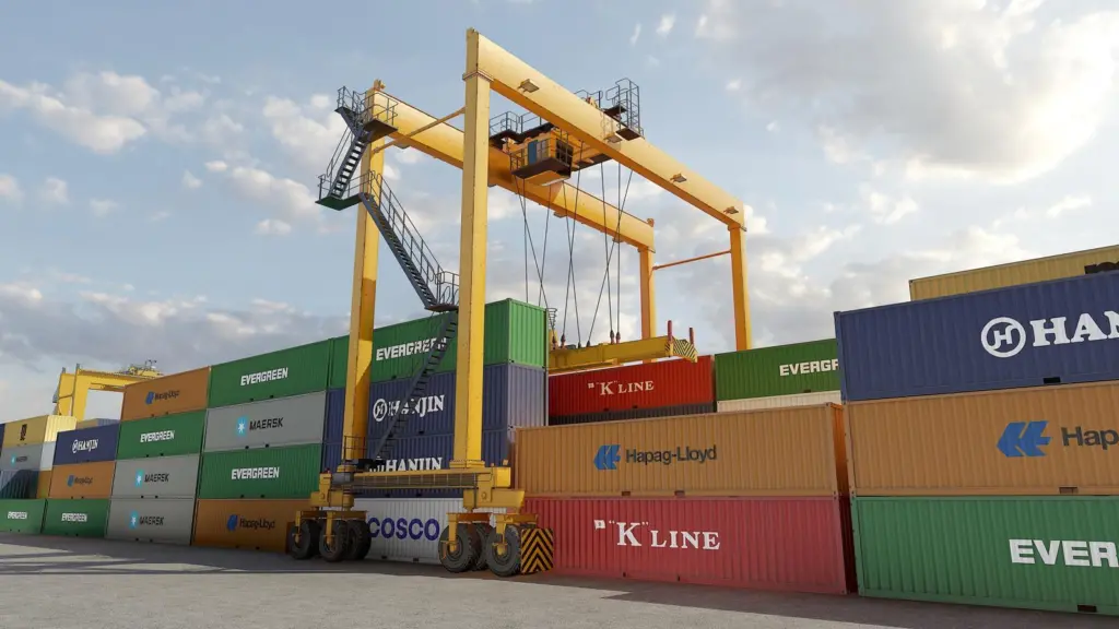Image of an RTG crane and containers