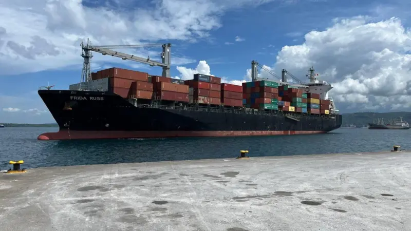 Container ship at Rabaul Port in PNG
