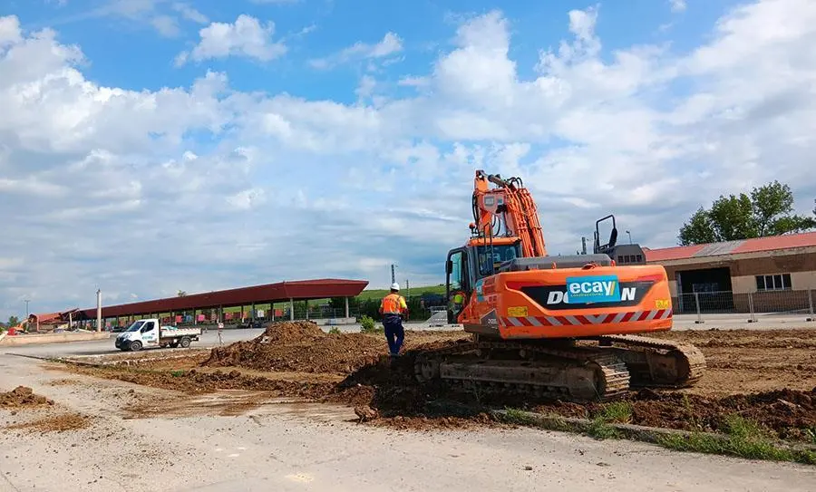 Intermodal Terminal of Navarra with a digger