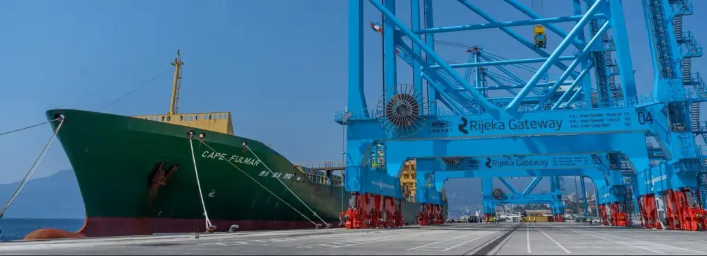 'Cape Fulmar' at dock at the Rijeka Gateway terminal in Croatia