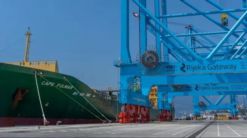 'Cape Fulmar' at dock at the Rijeka Gateway terminal in Croatia
