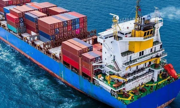 Container ship at sea