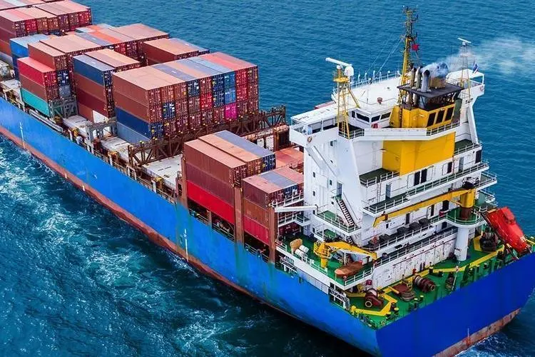 Container ship at sea