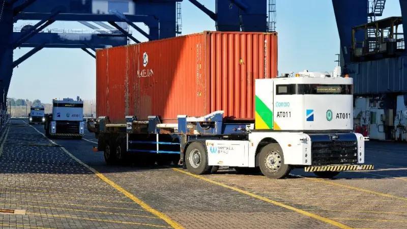 The image shows a close up of one of the Felixstowe ATs on the quayside