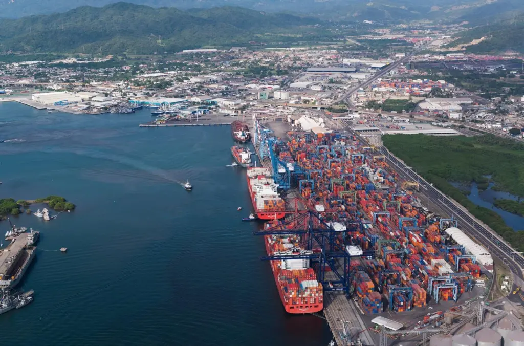 Aerial shot of a port in Mexico