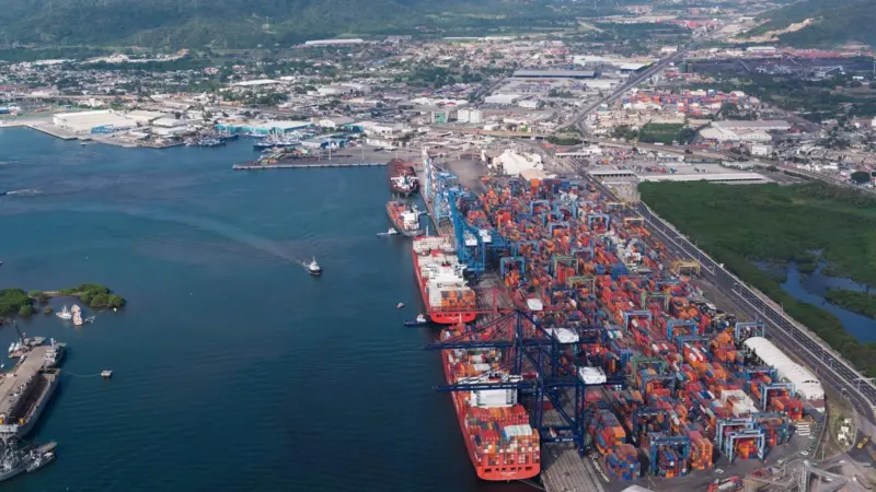 Aerial shot of a port in Mexico