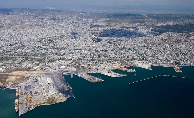 aerial shot of the Port of Thessaloniki