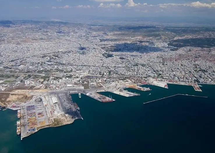 aerial shot of the Port of Thessaloniki